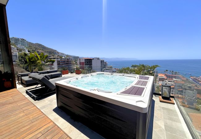 Apartamento en Puerto Vallarta - Apartamento con espectacular vista a la bahia y a la ciudad con jacuzzi